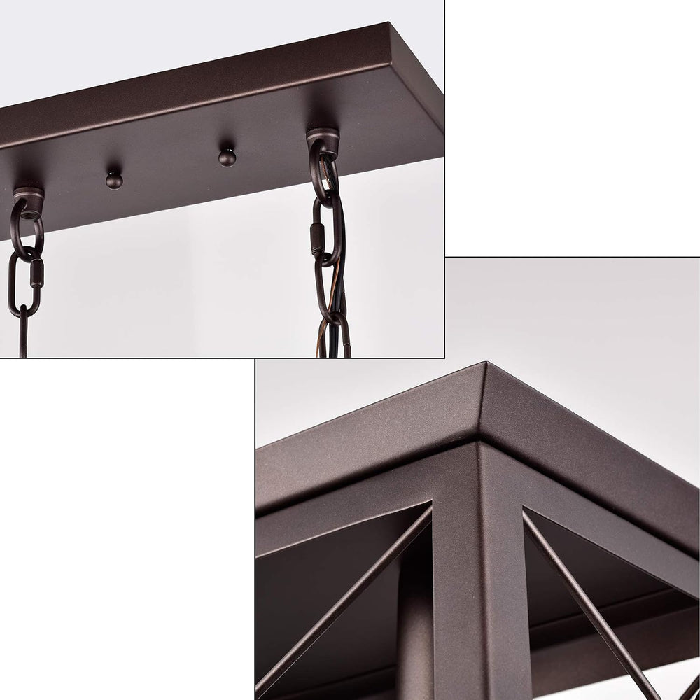 Farmhouse Linear Chandelier 5 Light Kitchen Island Pendant Lighting Industria...