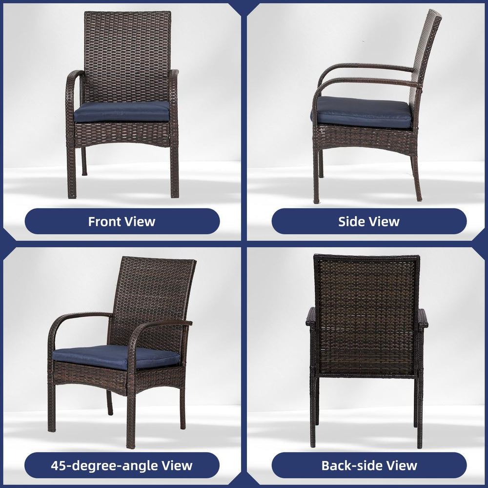 Wicker Patio Dining Chairs Set of 4 - All Weather Outdoor Wicker Chairs with ...