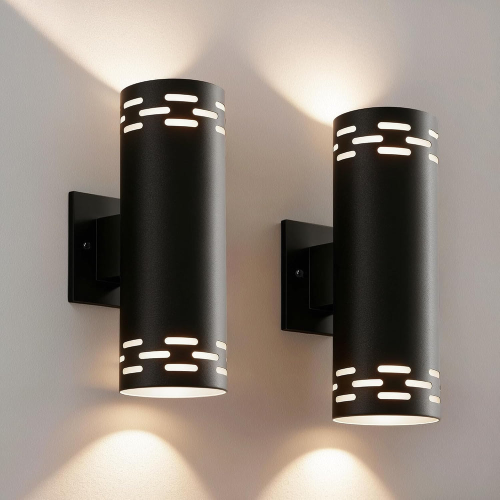 JYV 12'' Outdoor Wall Lights 2Pack, Up and Down Cylinder Sconce, Black