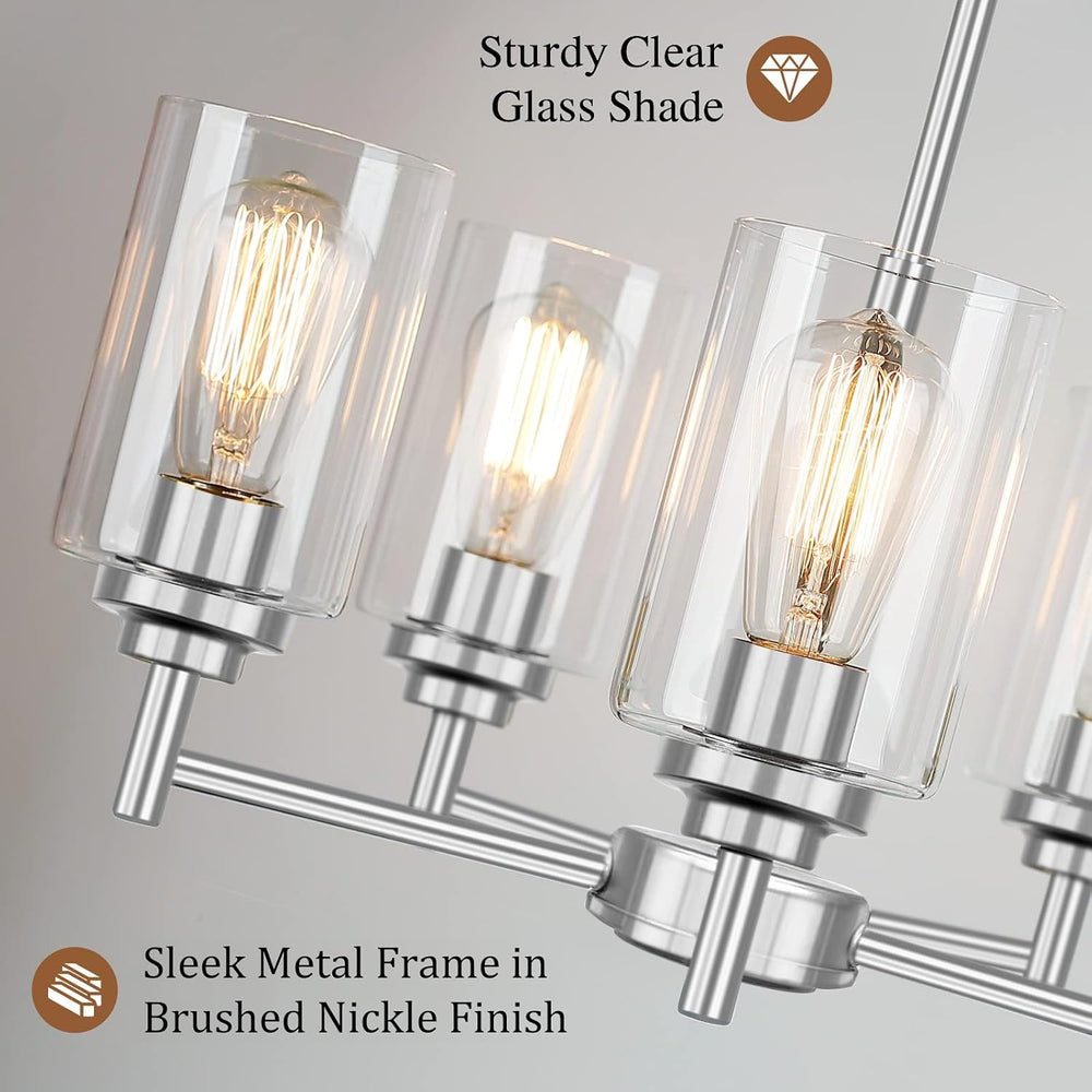 D19.8" Chandelier for Dining Room, 5-Light Light Fixture Brushed Nickel