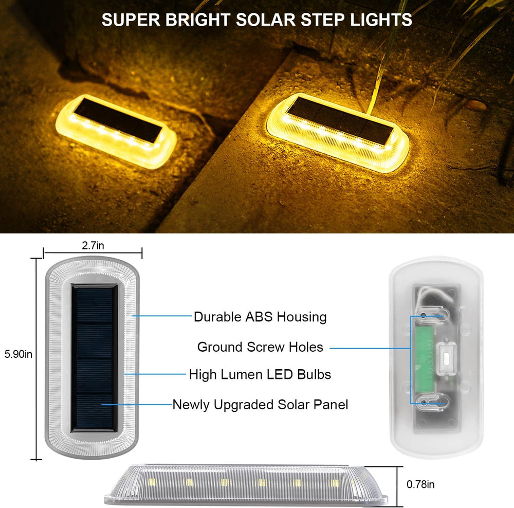 T-SUN Solar Deck Lights Outdoor Waterproof, Warm White Step Light for Porch