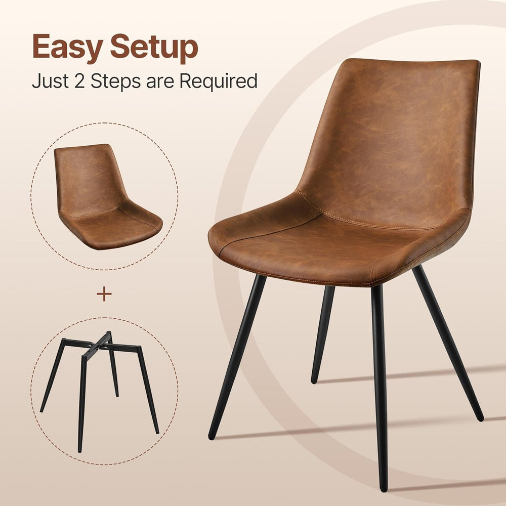 Yaheetech Dining Chairs Set of 6 Mid Century Modern Kitchen Chairs Brown