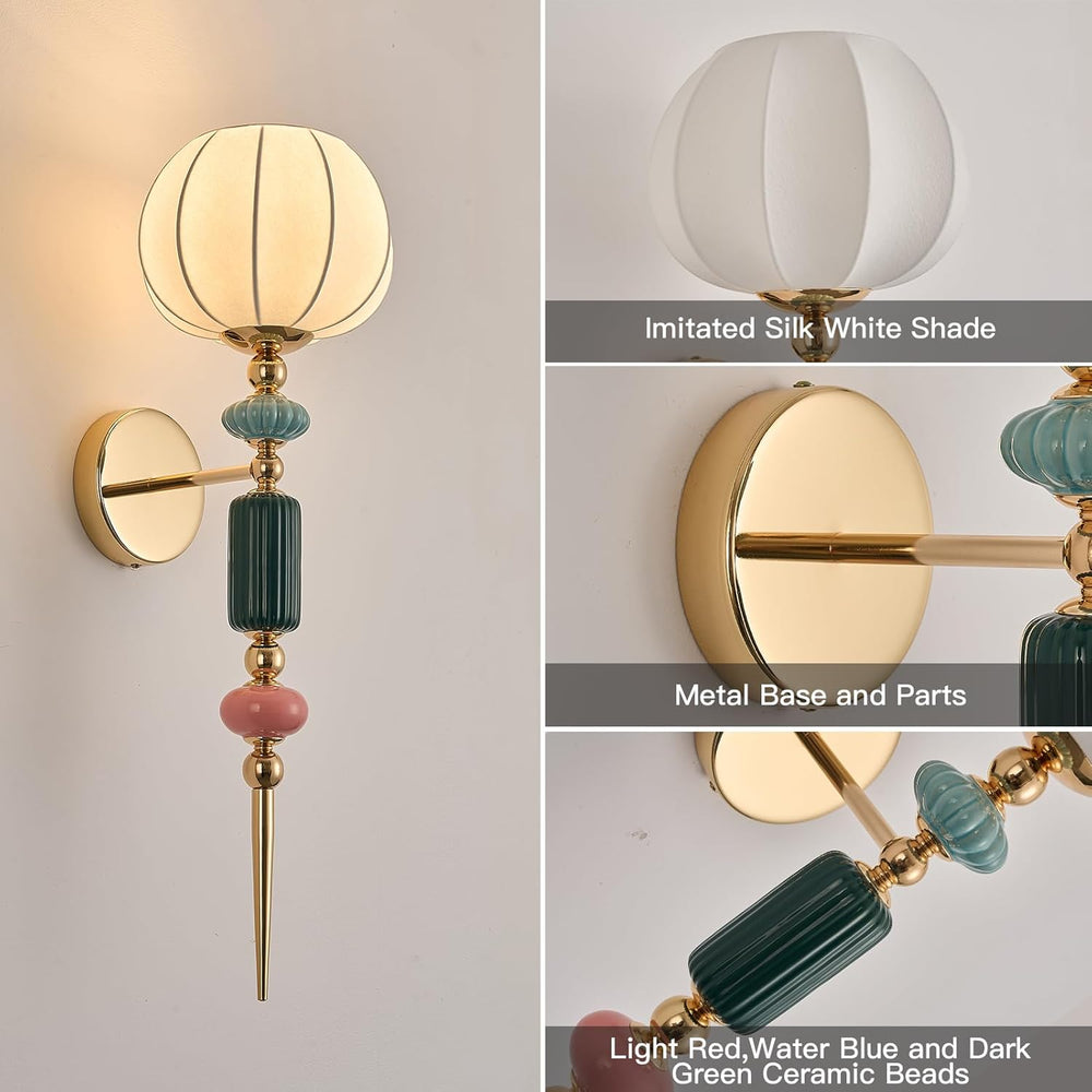 Imitated Silk White Shade Modern Wall Scone Indoor Wall Light Fixtures for Be...