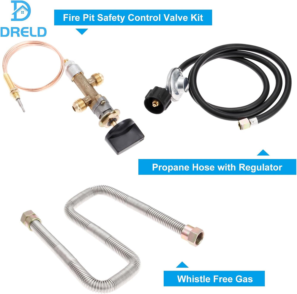 DRELD Propane Gas Fire Pit Fireplace Valve Control System Kit Assembly