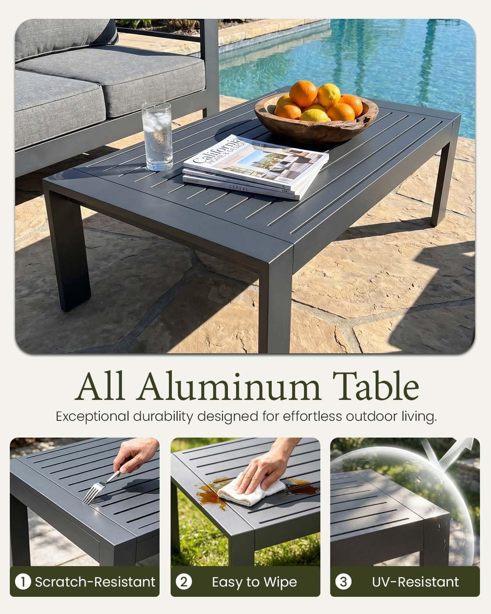 LayinSun 5 Pieces Aluminum Outdoor Patio Furniture Set, Metal Modern Conversa...