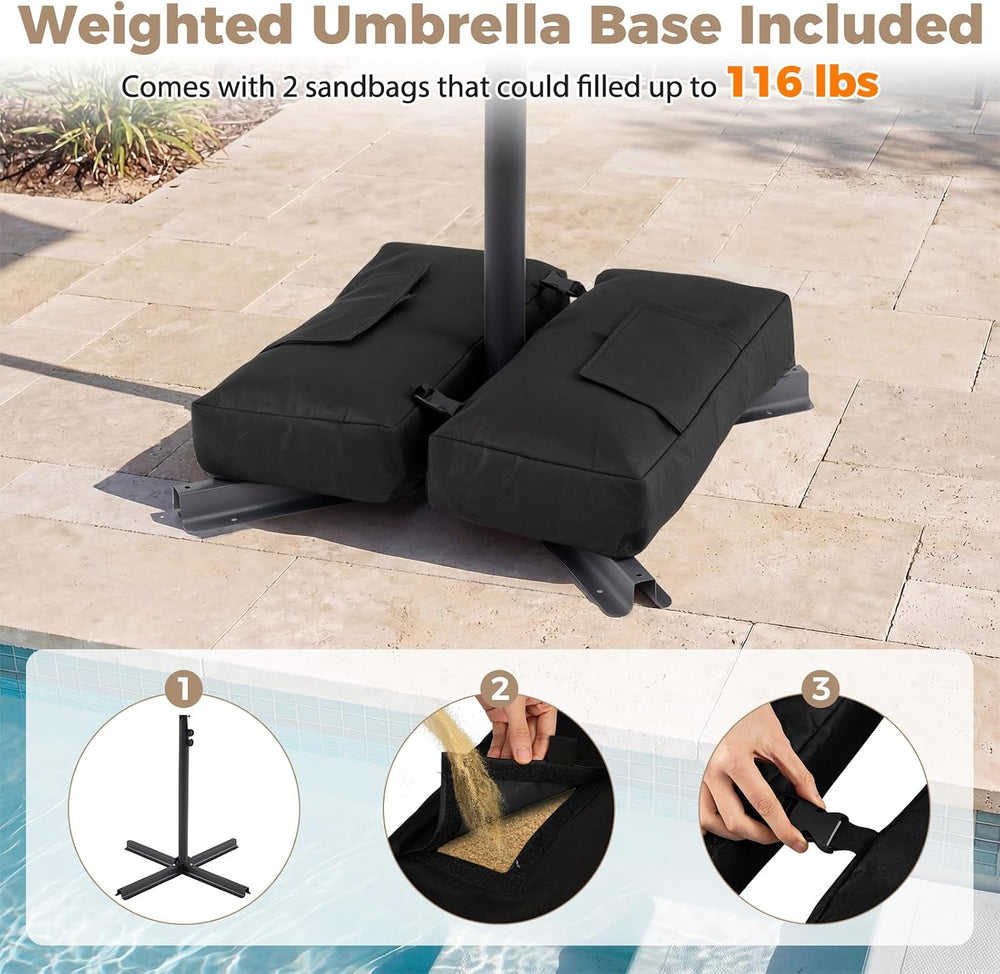 Tangkula 10ft Patio Umbrella with Base Included, Offset Cantilever Outdoor Um...