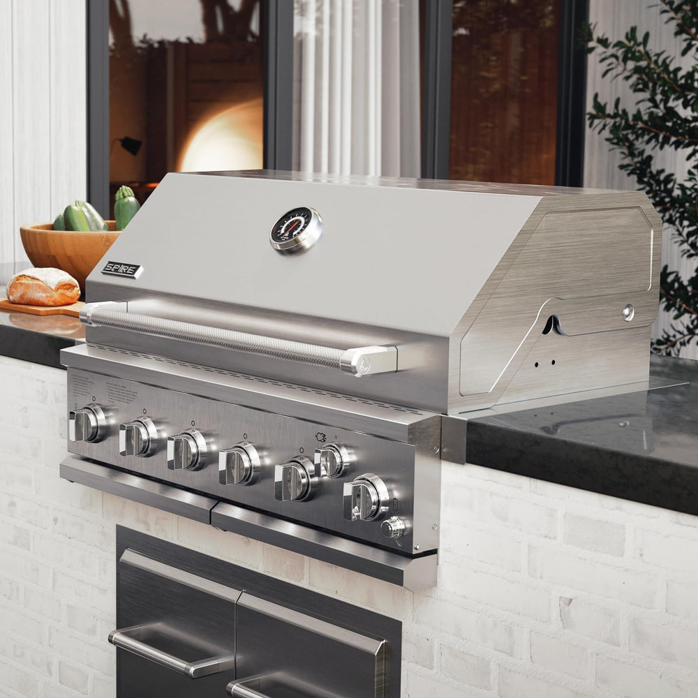 SPIRE 36" Built-in 6 Burner Dual Fuel Grill, All 304 Stainless Steel Body