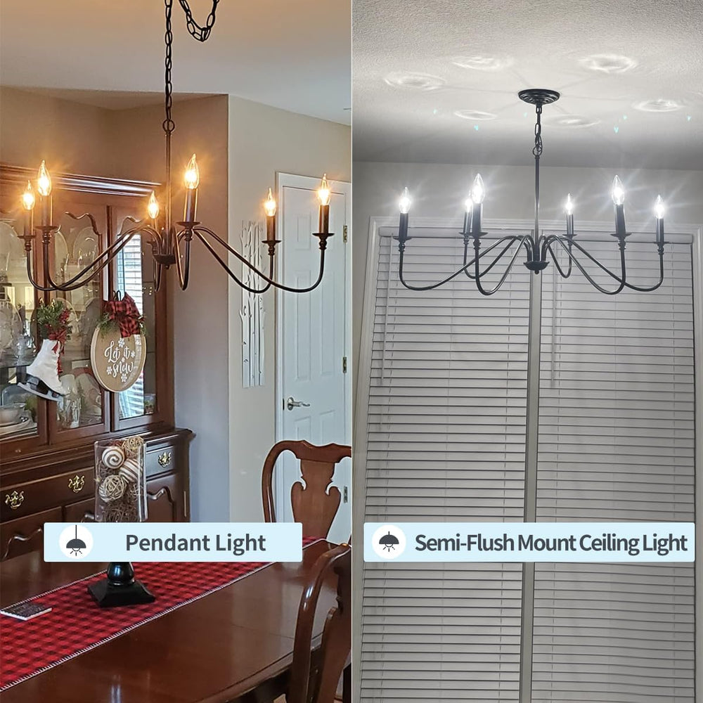 Miluolan Black Chandelier, 6-Light Farmhouse Chandelier for Dining Room