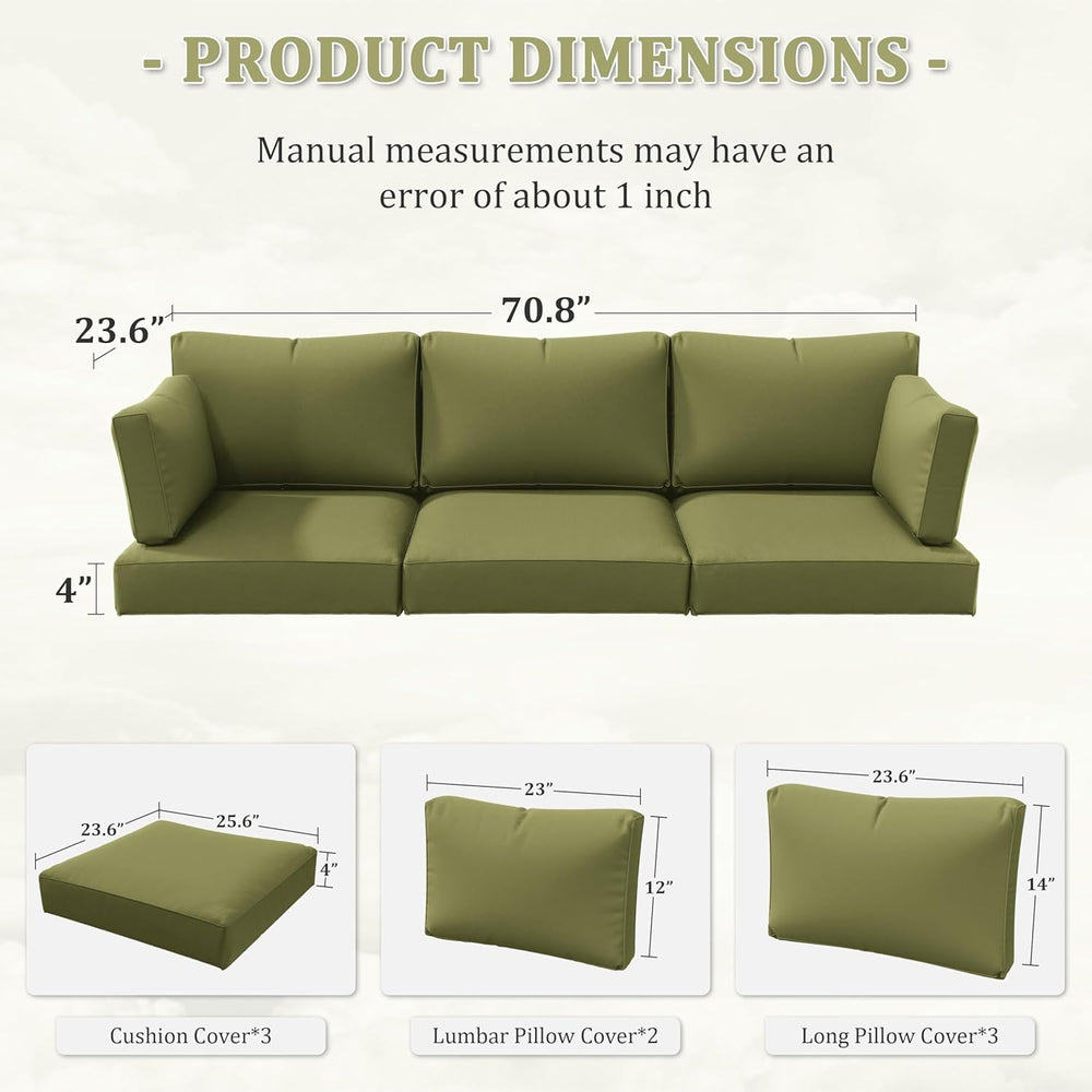 8 Pcs Outdoor Patio Cushion Covers, Replaceable Waterproof Furniture Covers, ...