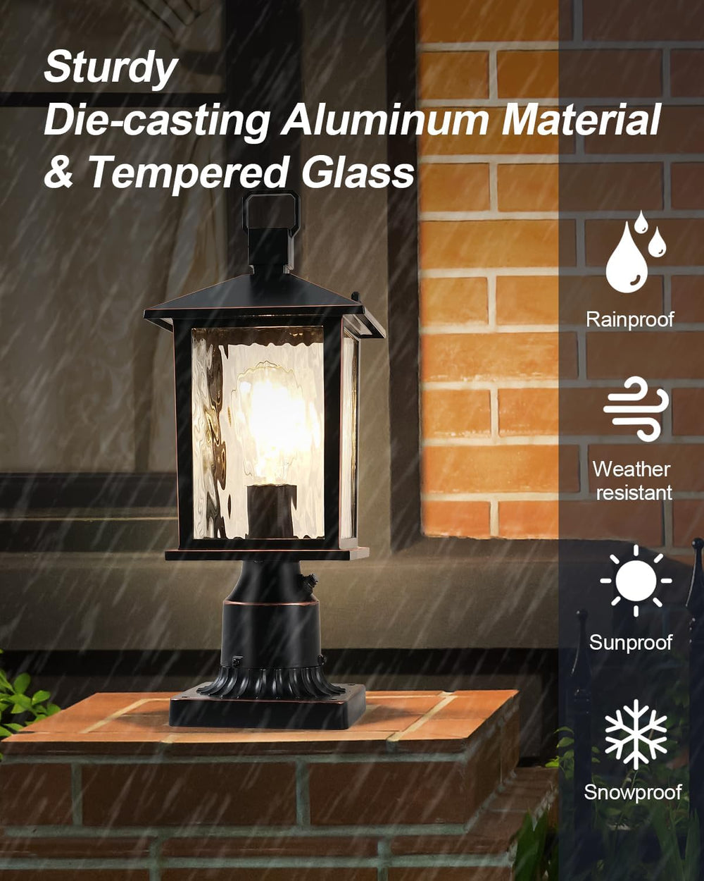 Dusk to Dawn Outdoor Post Light, Oil-Rubbed Bronze Pole Lantern