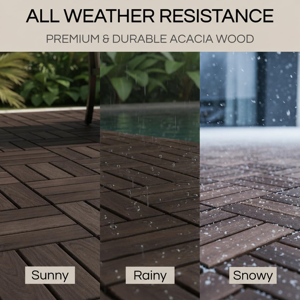THYOI Premium Deck Tiles, 10 Pcs Patio Flooring -Espresso- Crossed Pattern