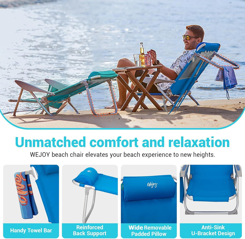 #WEJOY Beach Chairs for Adults,Reclining Adjustable 4 Position for Outdoor