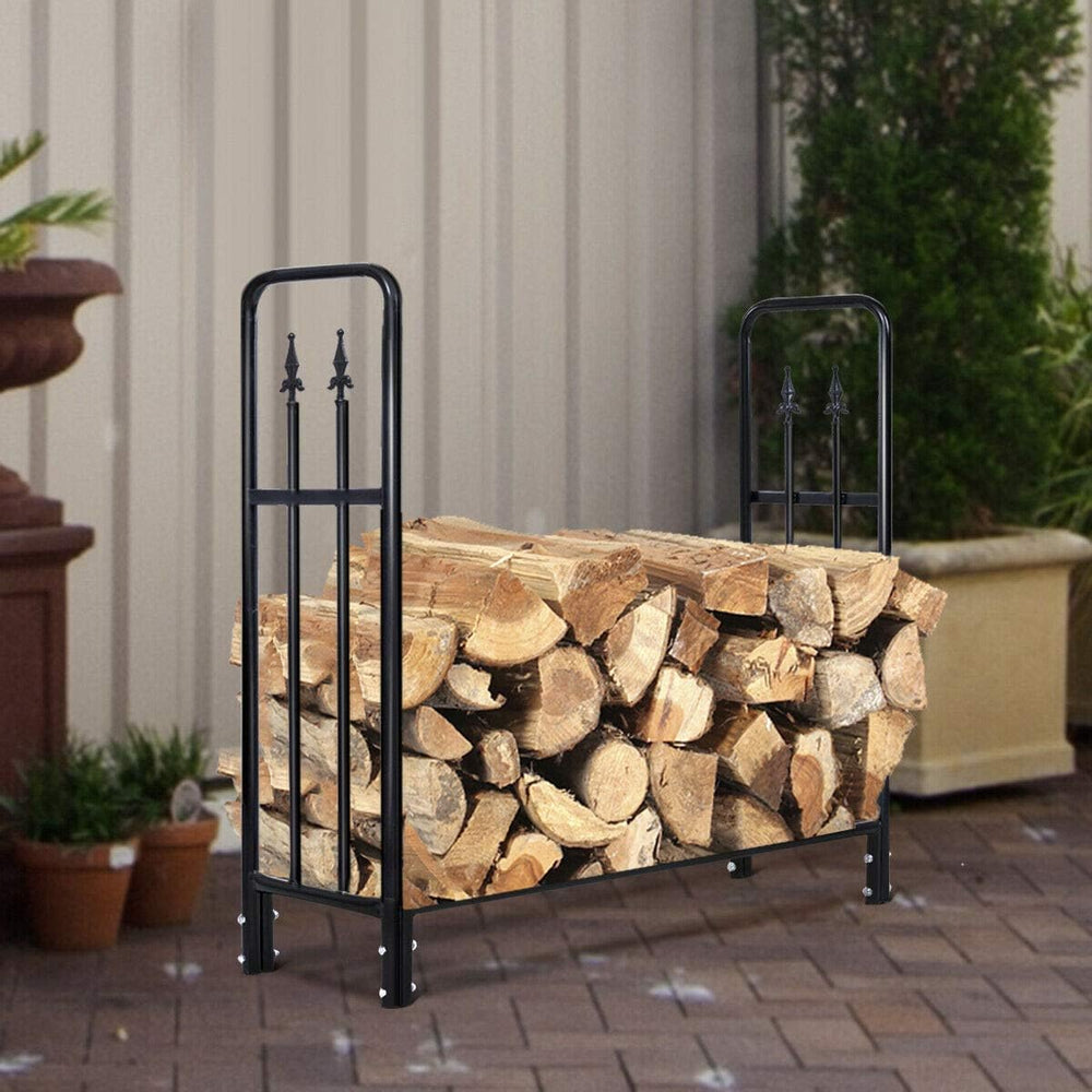 Goplus Firewood Log Rack Indoor Outdoor Fireplace Storage Holder Logs Heavy D...