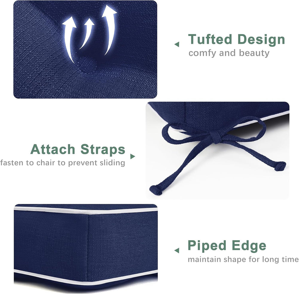 Favoyard Patio Chair Cushions, Navy, 19 × 19 in, Set of 2