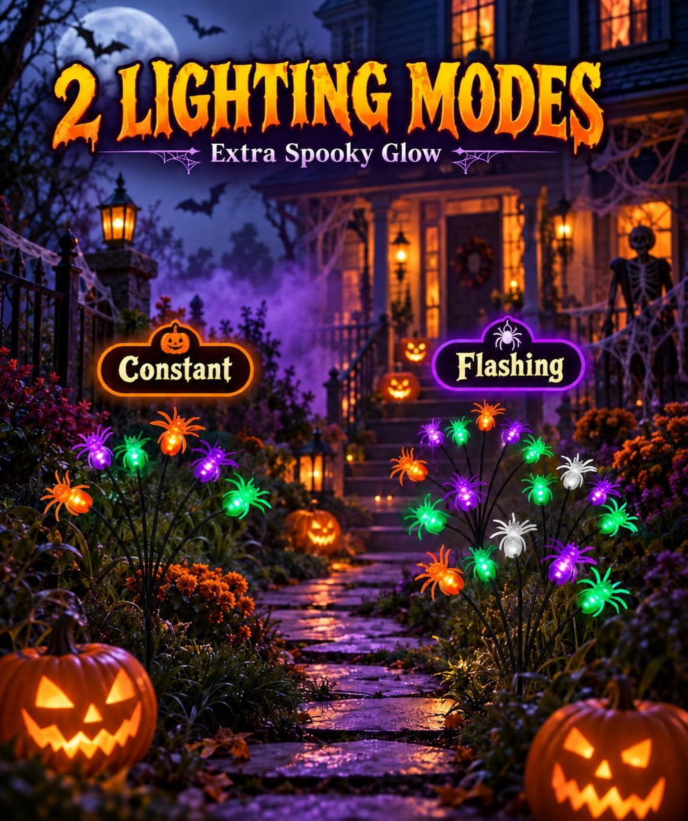 LORRYTE 6Pack 36LED Spider Solar Halloween Lights Outdoor for Garden