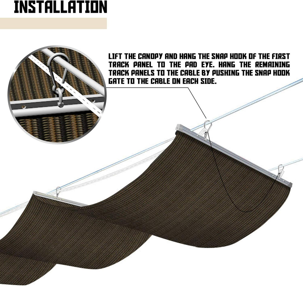 TANG 4' x 16' Pergola Cover Shade Canopy, Retractable Awning Sun Shad...