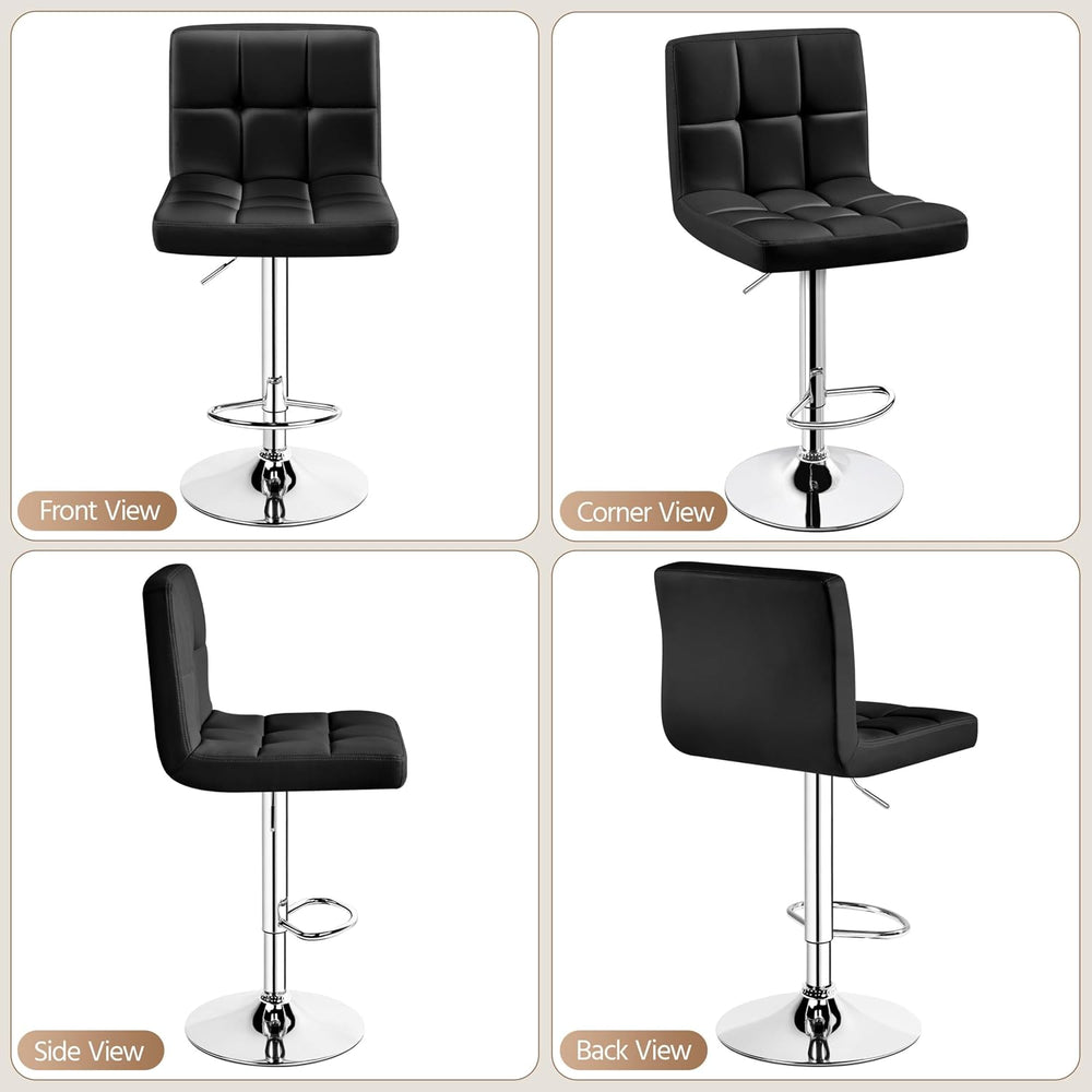 Yaheetech Bar Stools Set of 2 Adjustable Counter Height Barstools Black
