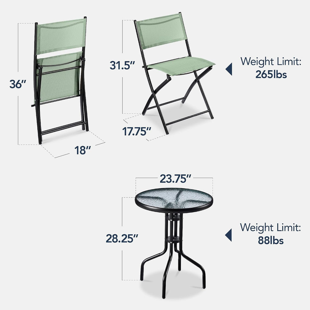 Best Choice Products 3-Piece Patio Bistro Dining Furniture Set w/Textured Gla...