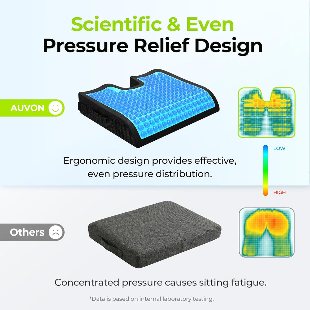 AUVON Gel Wheelchair Seat Cushion with Waterproof Cover for Pressure Sore &am...