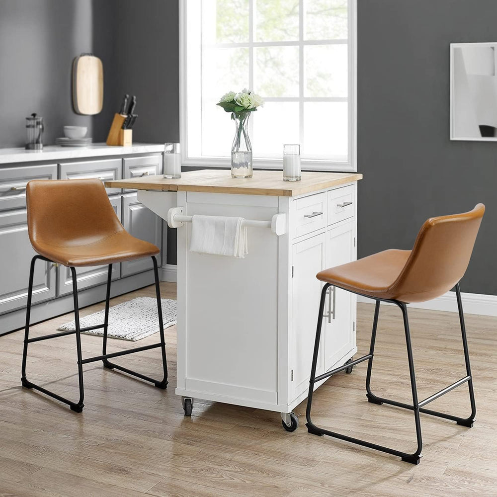 Waleaf 26 Inch Counter Height Bar Stools Set of 2, Faux Leather Bar Chairs