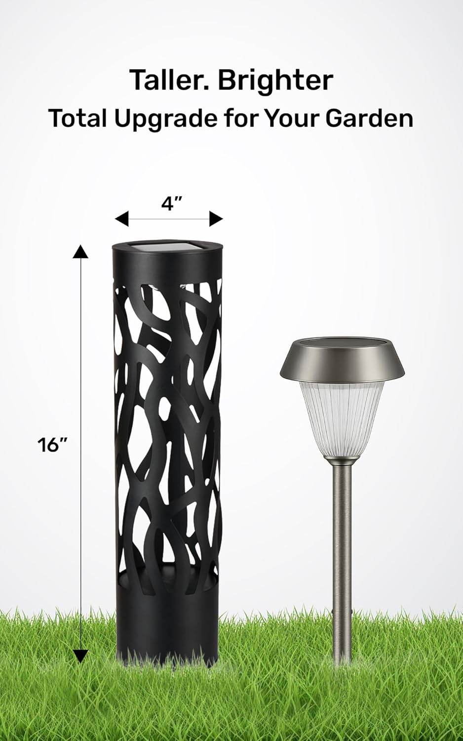 Home Zone Living Secure Solar Bollard Pathway Lights, 4-Pack, Black, 4"x...