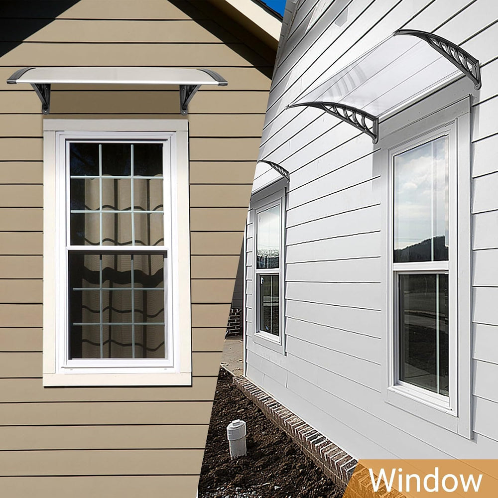 Outvita 39"x38" Window Awning Canopy, PVC Panel & Bracket