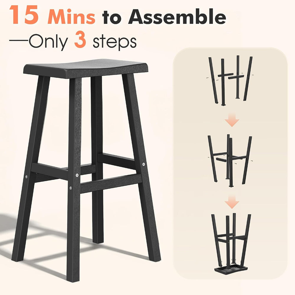 NUNU LAB Polywood Saddle-Seat Counter Height Bar Stools for Kitchen Island wi...