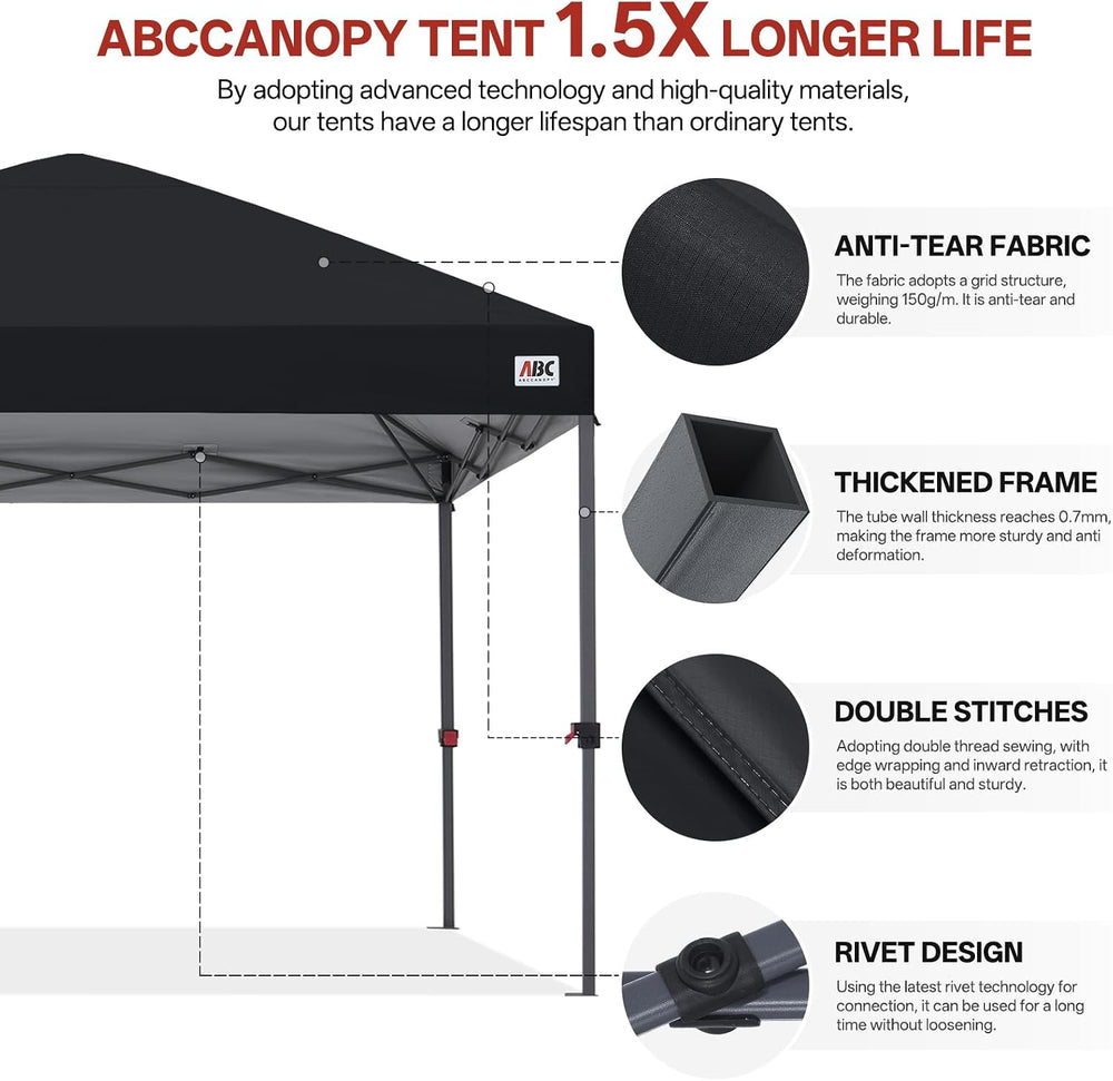 ABCCANOPY 12x12 Pop Up Canopy Tent, Heavy Duty Weather Protection, Black