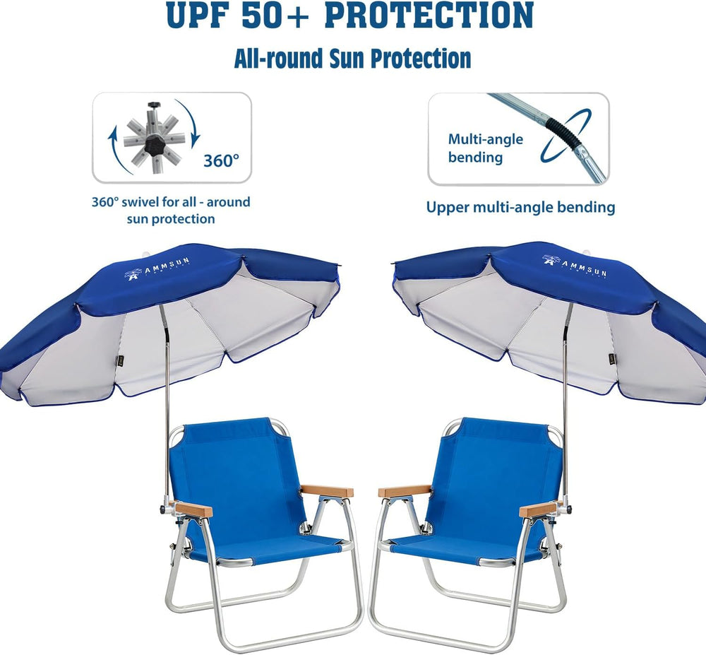 AMMSUN Chair Umbrella with Universal Clamp Adjustable 47 inches and 360° Swiv...
