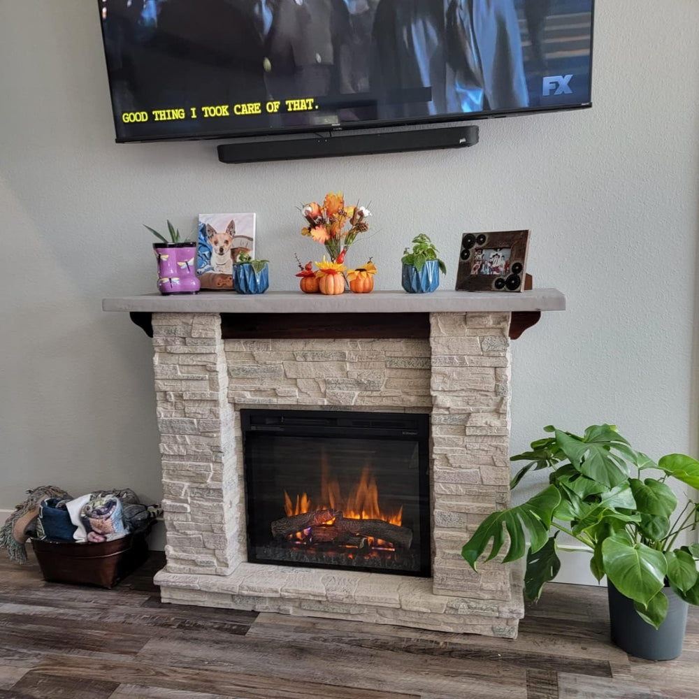 Dimplex Featherston Electric Fireplace with Mantel Surround Package | Pine wi...