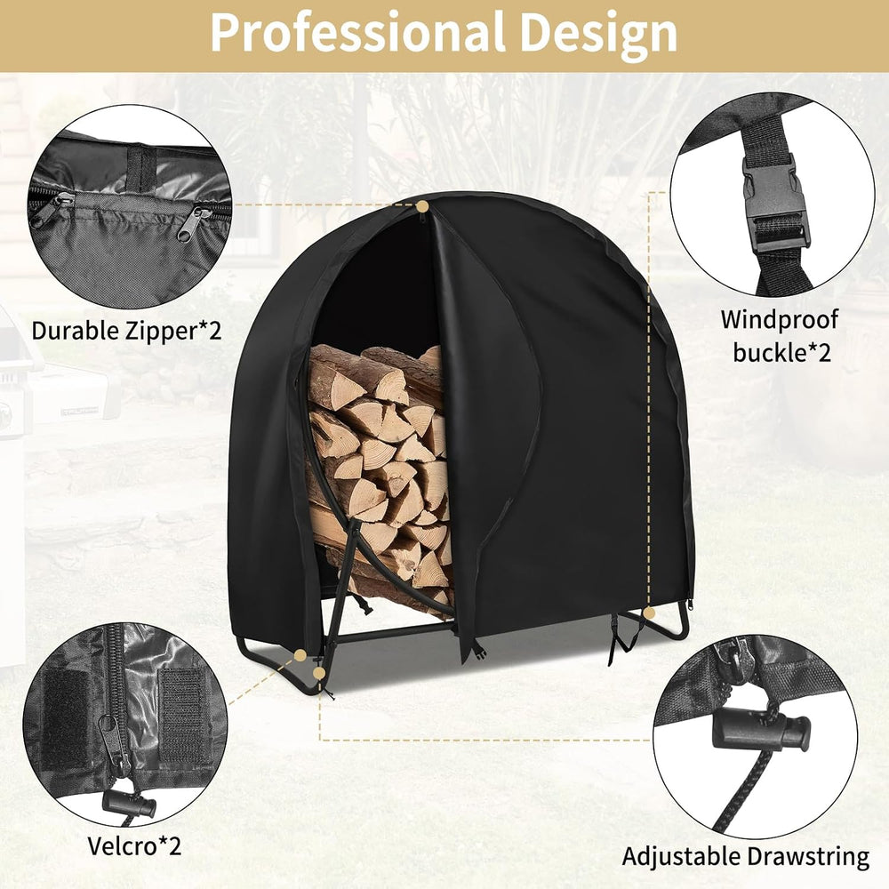 AKEfit 48 Inch Firewood Log Hoop Cover, Heavy Duty 600D Oxford Outdoor Waterp...