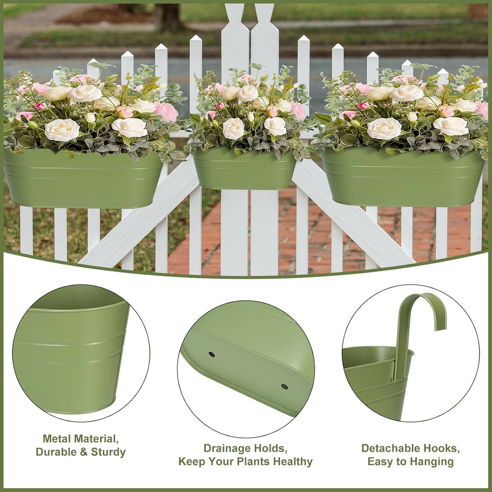 3 Different Size Metal Iron Hanging Flower Pots 10 Pcs for Outdoor Plants Met...