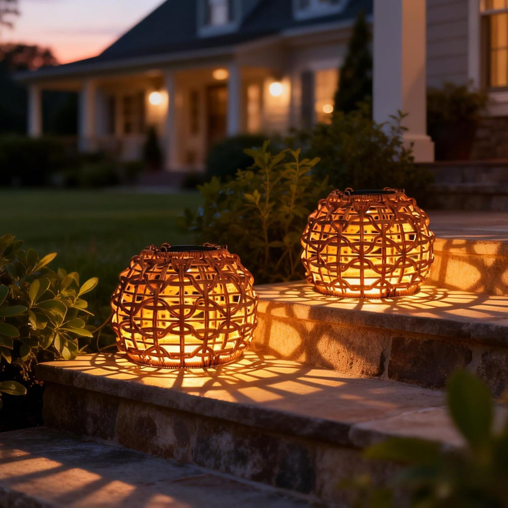 2 Pack Solar Lanterns Outdoor Waterproof, Hanging Solar Lights for Outside wi...