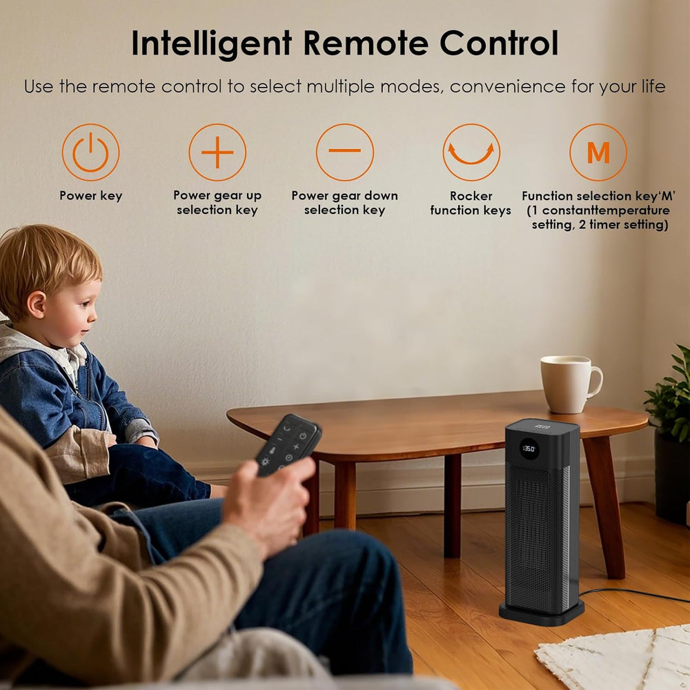 Minthouz Space Heater - 1500W PTC Ceramic Tower Heaters for Indoor Use with A...