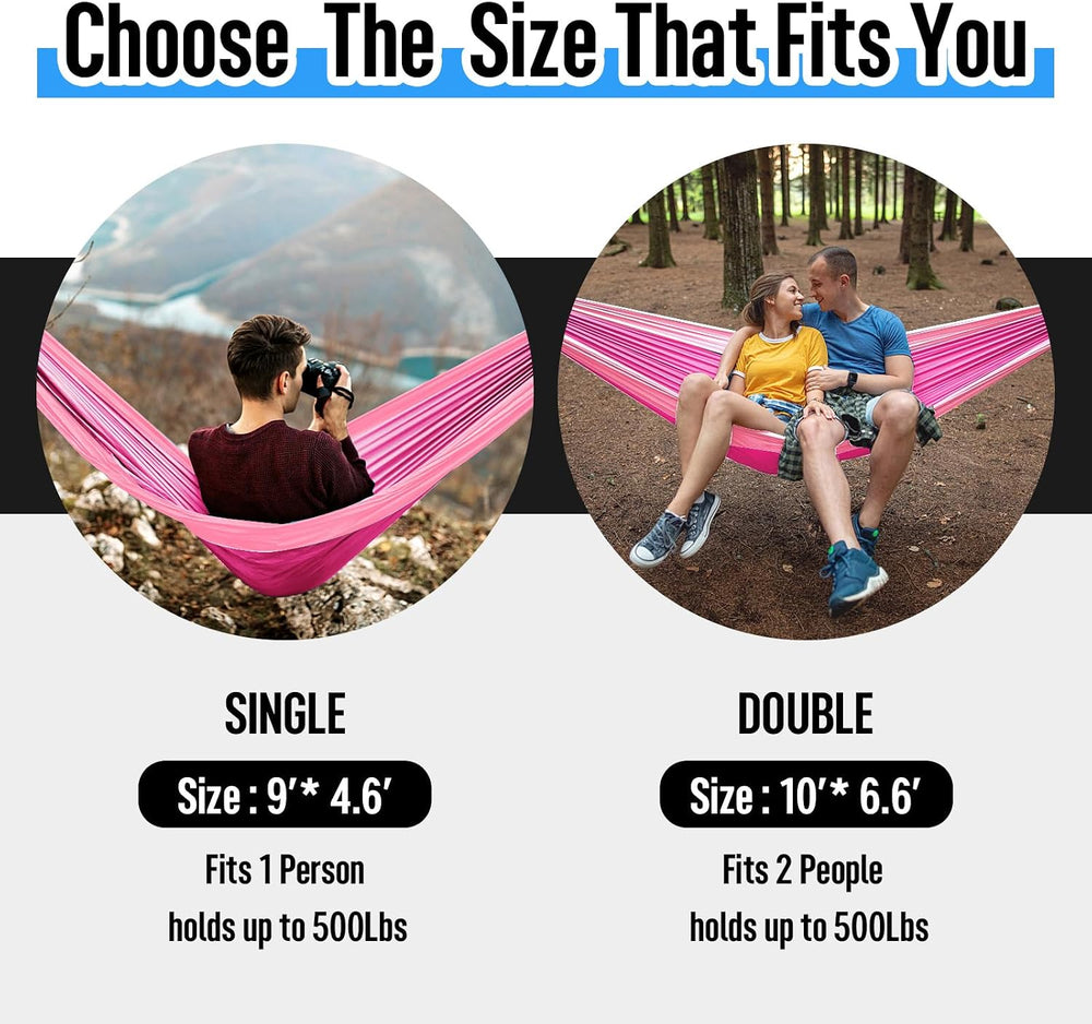 Grassman Camping Hammock Double & Single Portable Hammock with Tree Strap...