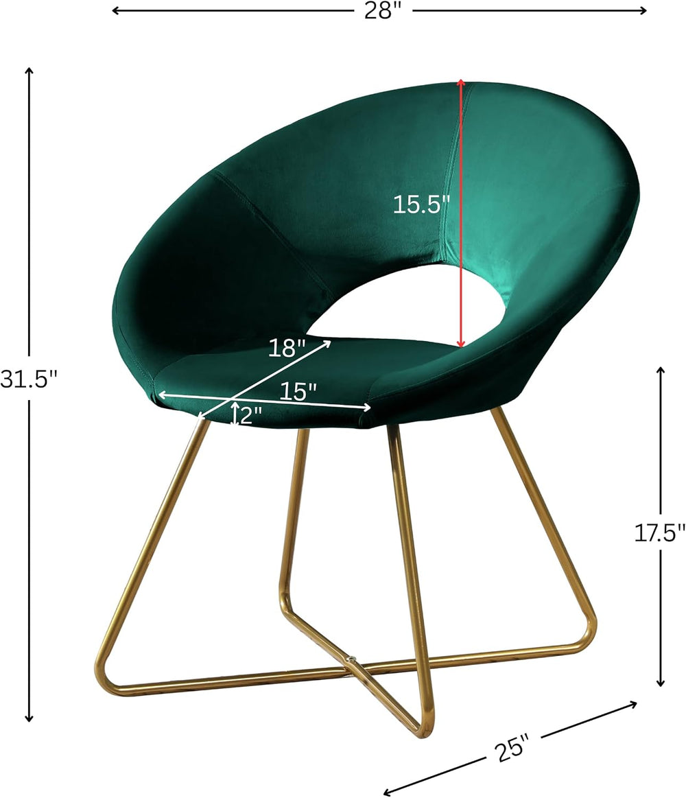 Slatina Green Silky Velvet Upholstered Accent Chair with Gold Tone Finished Base