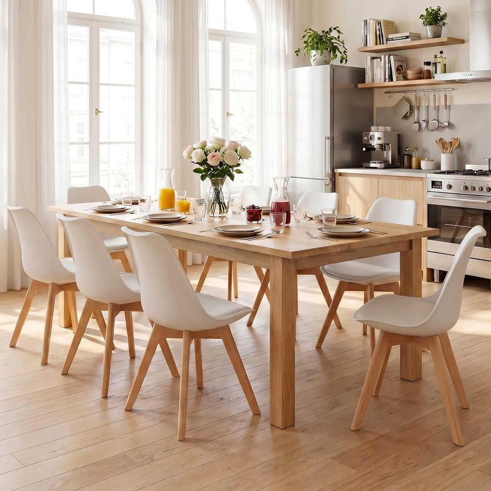 Dining Chairs Set of 8, PU Leather Padded Seat for Living Room