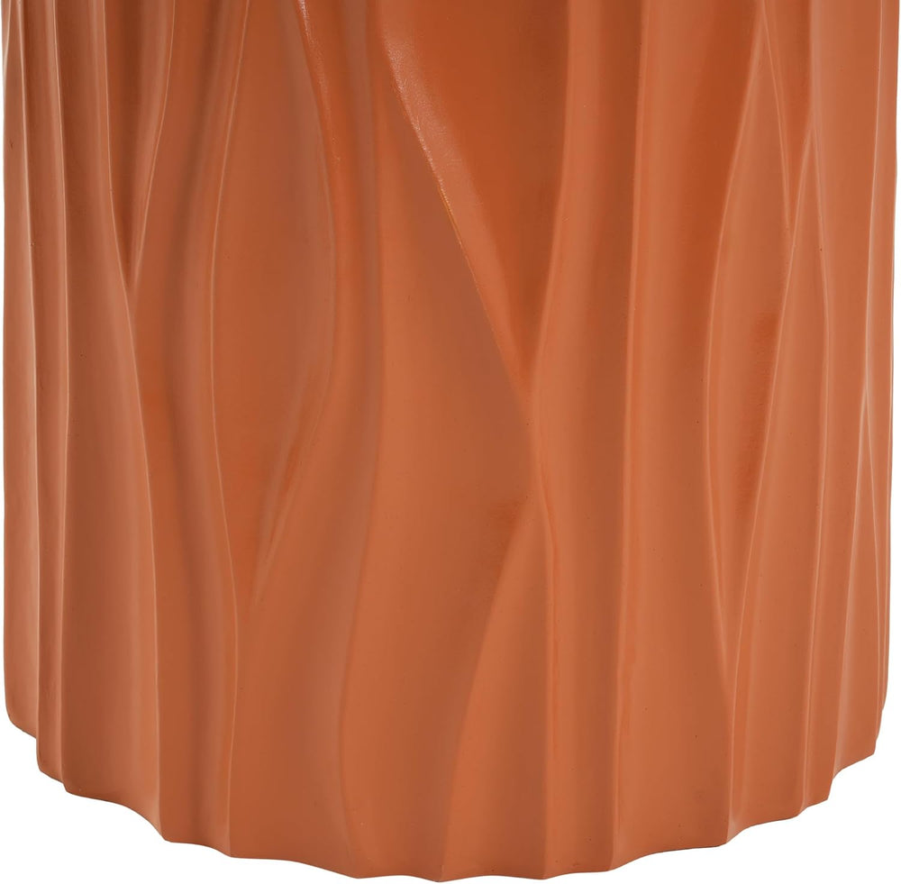 Modern Round Side Table, Outdoor End Table with Wavy Fluted Design, Multi-Use...