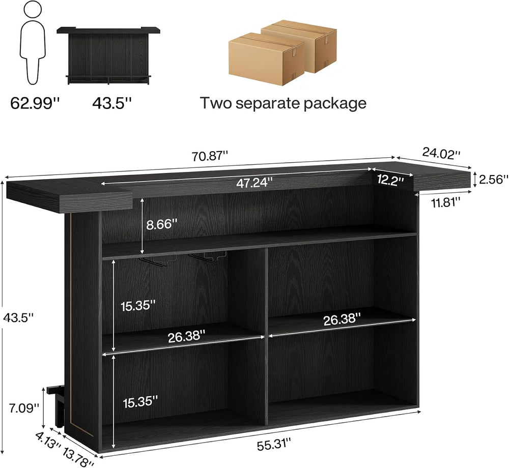 Tribesigns 4-Tier Bar Table, 70.9-Inch Large Home Bar Unit, Black