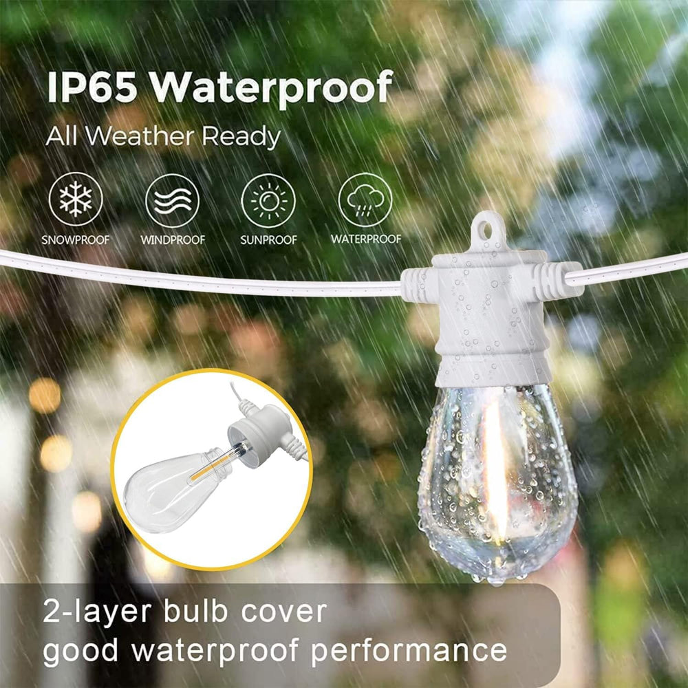 SUNTHIN 96FT White Outdoor String Lights with 32 LED Bulbs