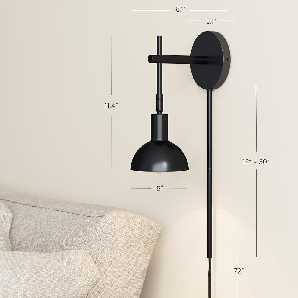 Nathan James Tamlin Wall Light Fixture, Wall Mounted 1-Light Lamp, Plugin Sco...