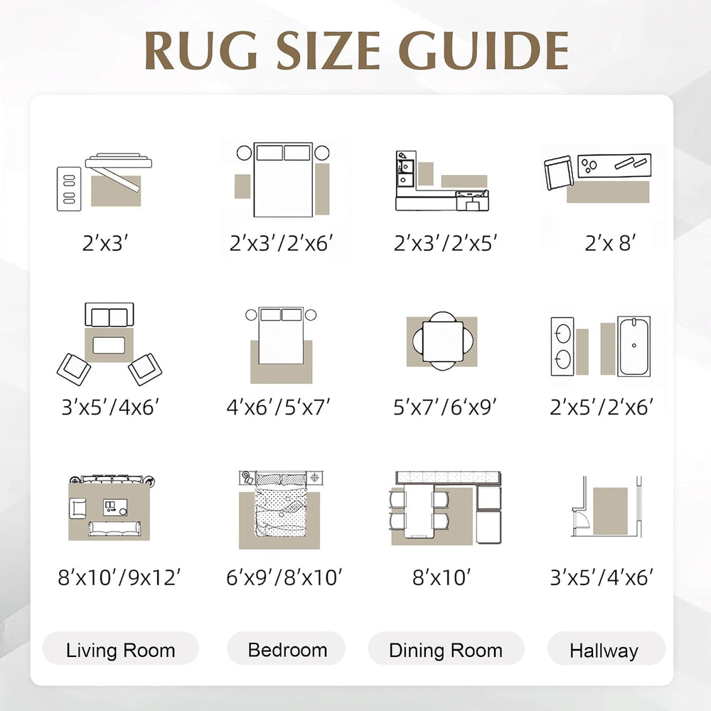 FMFUNCTEX 10x14 Washable Brown Beige Modern Abstract Living Room Area Rug