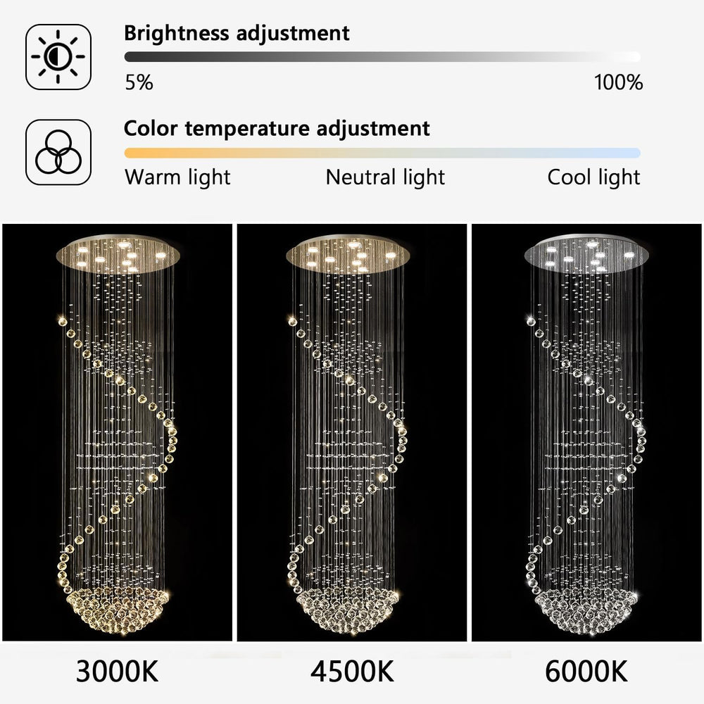 D24'' x H78'' Crystal Chandelier Glam Chandelier High Ceiling...