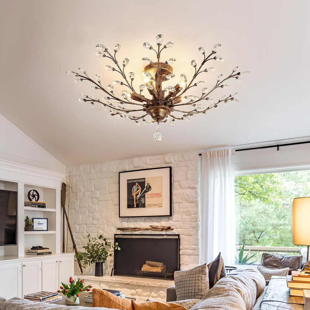 CVKASH 5 - Light Vintage Crystal Chandelier Modern Bronze Branche Ceiling Lig...