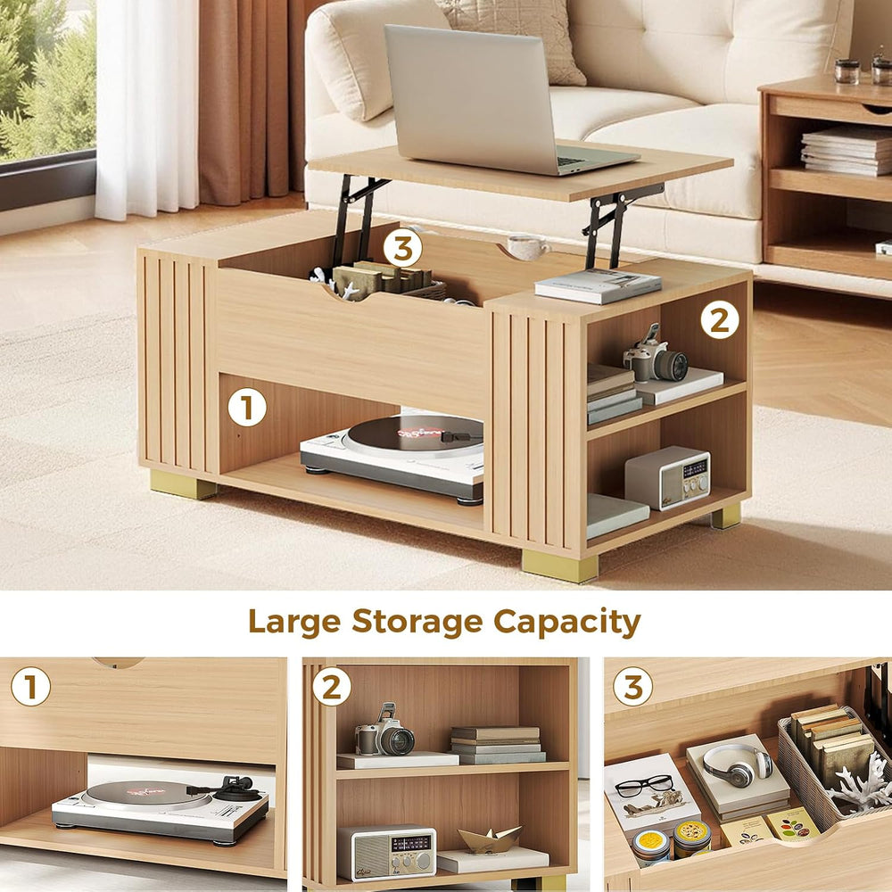 COMHOMA Lift Top Coffee Tables for Living Room, 39" Center Table with Hi...