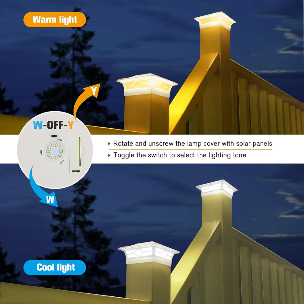 JOFIOS Solar Fence Post Lights 6pack, Cap Lights for 4x4/5x5 Vinyl Fence and ...