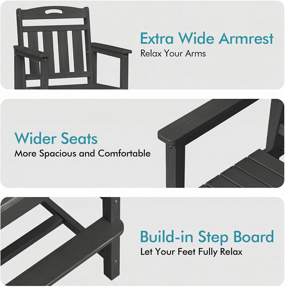 Ciokea Bar Height Adirondack Chair, 380lbs Heavy Duty Tall Bar Chair Patio St...