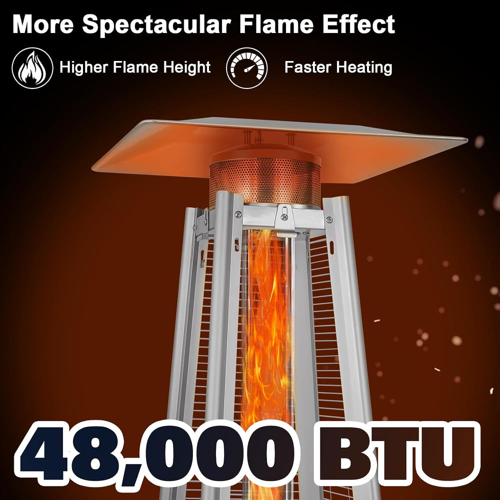 Hykolity 48000 BTU Pyramid Patio Heater, Outdoor Propane Heaters with Wheels ...