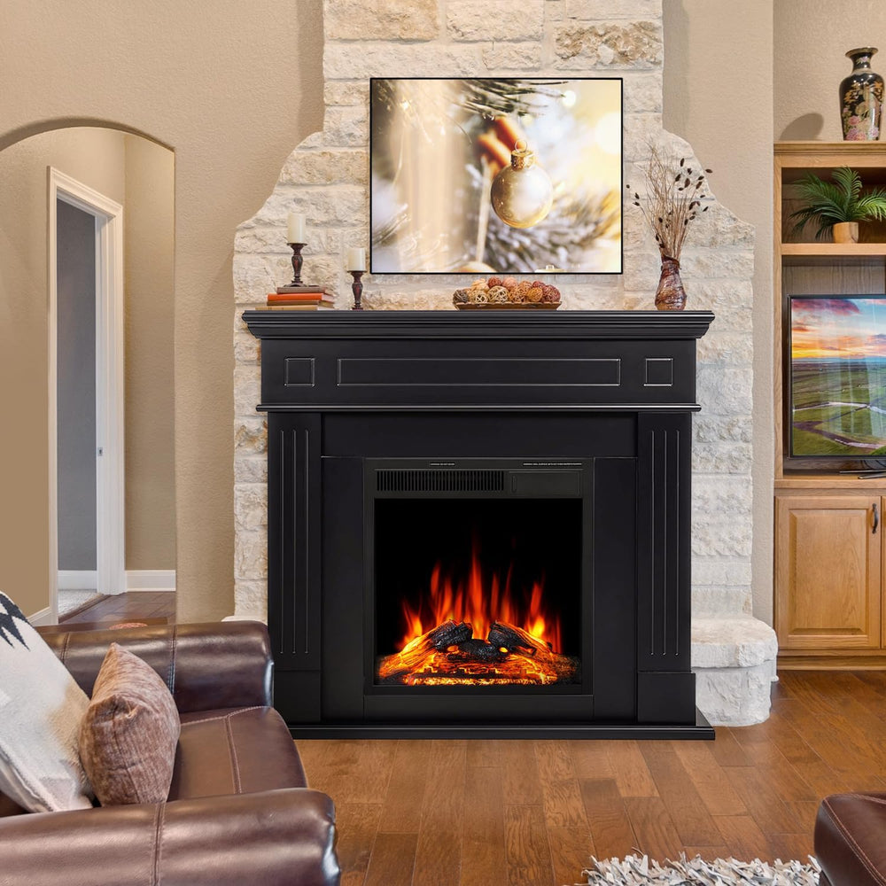 43” Electric Fireplace Mantel Freestanding Electric Fireplace, Remote Control...