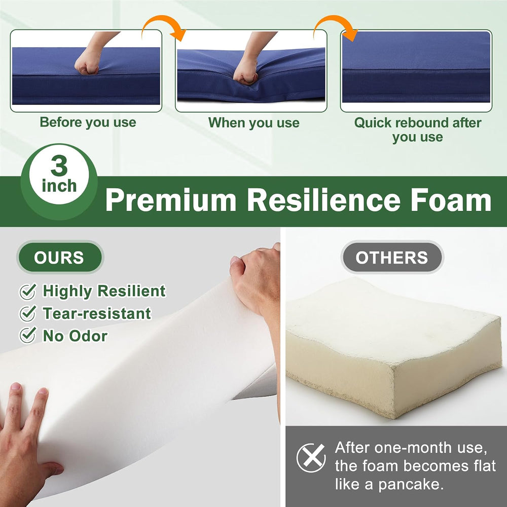 2 Pcs Chaise Lounge Cushions Outdoor, 72x 21x 3 Inch Waterproof & Fade-Re...